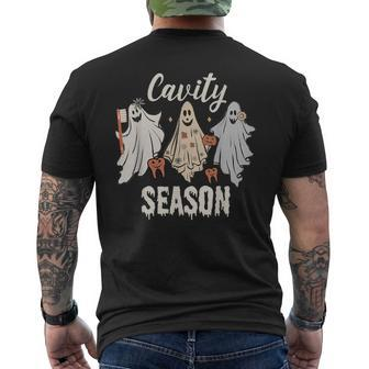 Cavity Season Halloween Dental Ghosts And Toothbrush Men's T-shirt Back Print - Monsterry DE