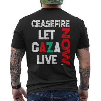 Ceasefire Now Let Gaza Live Palestine Gaza Strip Men's T-shirt Back Print - Monsterry CA