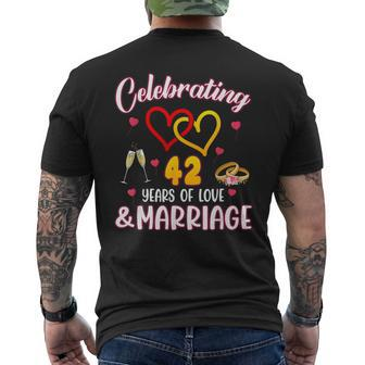 Celebrating 42 Years Of Marriage 42Nd Wedding Anniversary Men's T-shirt Back Print - Monsterry AU