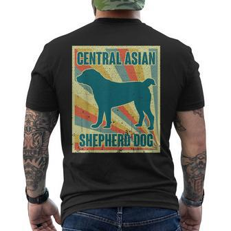 Central Asian Shepherd Dog Vintage Style Silhouette Men's T-shirt Back Print | Mazezy