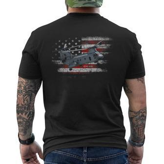 Ch-46 Sea Knight Helicopter Us Flag Veteran Gifts Mens Back Print T-shirt | Mazezy