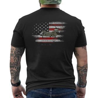 Ch-46 Sea Knight Helicopter Usa Flag Helicopter Pilot Men's T-shirt Back Print | Mazezy