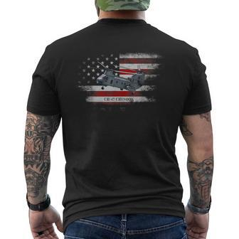 Ch-47 Chinook Helicopter Usa Flag Helicopter Pilot Gifts Mens Back Print T-shirt | Mazezy CA
