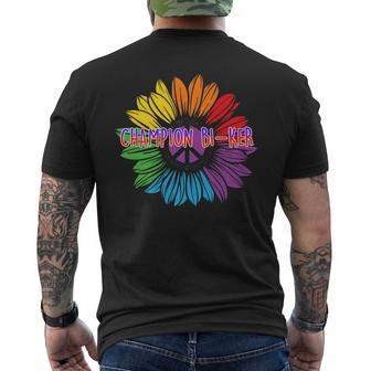 Champion Biker Bisexual Lgbtq Bi Pride Biking Funny Mens Back Print T-shirt | Mazezy
