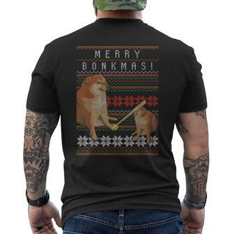 Cheems Bonkmas Ugly Christmas Sweater Doge Meme Men's T-shirt Back Print - Monsterry CA