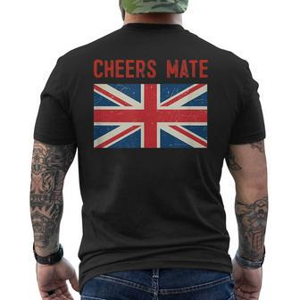 Cheers Mate British Slang Mens Back Print T-shirt | Mazezy