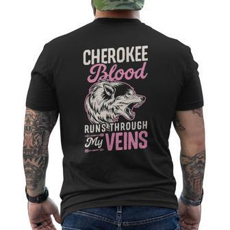 Cherokee Blood Runs Through My Veins Indigenous Native Pride Men's T-shirt Back Print - Seseable