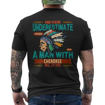 Cherokee Tribe Never Underestimate A Native American Mens Back Print T-shirt - Seseable