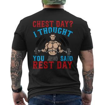 Chest Day Thought You Said Rest Day Backprint Bodybuilding Mens Back Print T-shirt - Monsterry UK