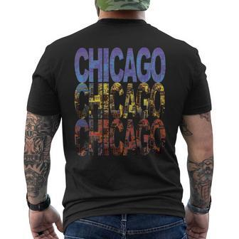 Chicago City Flag Downtown Skyline Chicago 2 Mens Back Print T-shirt - Monsterry CA