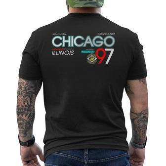 Chicago City Flag Downtown Skyline Chicago 3 Mens Back Print T-shirt - Monsterry