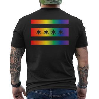 Chicago Flag & Gay Pride Flagcombo | Lgbt Pride Mens Back Print T-shirt | Mazezy