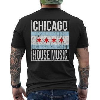Chicago House Music Stylish Flag Vintage Dance Music Dj Men's T-shirt Back Print | Mazezy