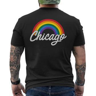 Chicago Pride Gay Pride Gay Flag Mens Back Print T-shirt | Mazezy