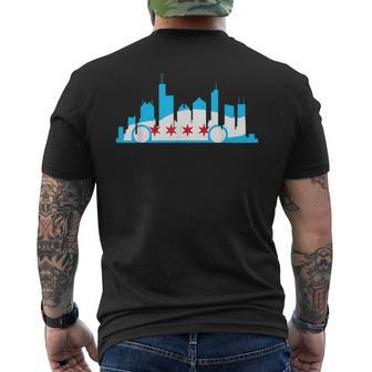 Chicago Skyline Race Car Chicago Flag Mens Back Print T-shirt | Mazezy