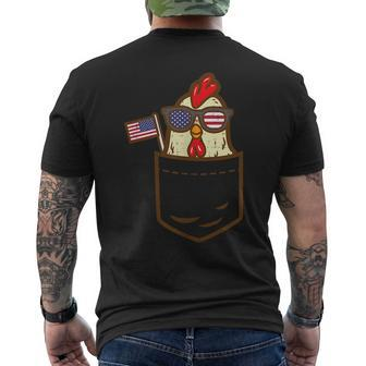 Chicken Pocket Farm American Flag Usa 4Th Of July Animal Mens Back Print T-shirt | Mazezy