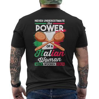 Chief | Never Underestimate The Power Of An Italian Woman Italian Funny Gifts Mens Back Print T-shirt | Mazezy