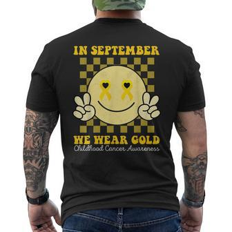 Childhood Cancer Awareness Face In September We Wear Gold Men's T-shirt Back Print | Mazezy