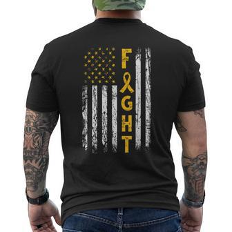 Childhood Cancer Awareness Fight Support American Flag Usa Men's T-shirt Back Print | Mazezy