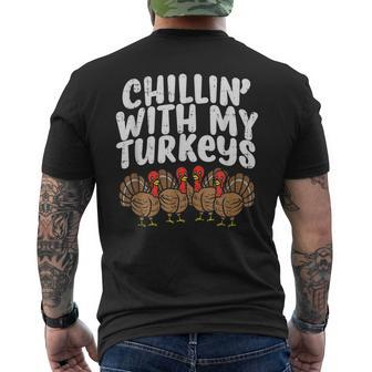 Chillin-With My Turkeys-Thanksgiving-Family Men's T-shirt Back Print - Seseable