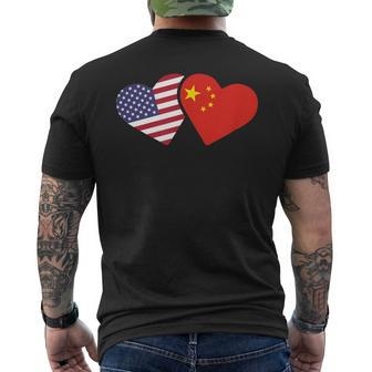 China Usa Flag T Heart Chinese American Love Men's T-shirt Back Print | Mazezy CA