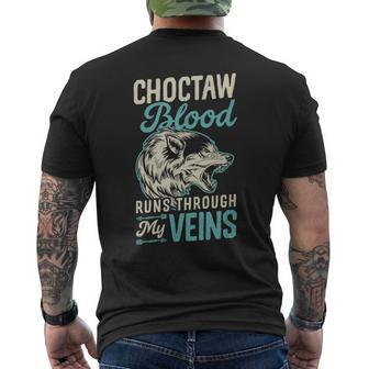 Choctaw Blood Runs Through My Veins Indigenous Native Pride Men's T-shirt Back Print | Mazezy