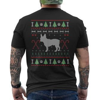 Christmas French Bulldog Ugly Sweater Dog Lover Men's T-shirt Back Print | Mazezy