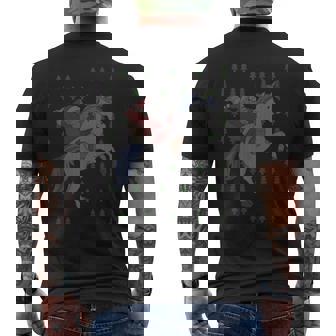 Christmas Santa Riding Unicorn Ugly Christmas Sweater Men's T-shirt Back Print - Monsterry