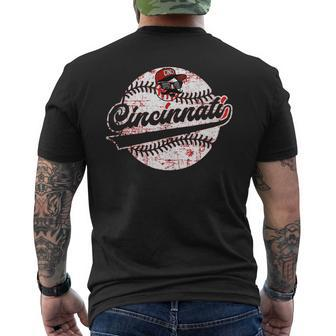Cincinnati Baseball Heart Distressed Vintage Baseball Fans Mens Back Print T-shirt - Thegiftio UK