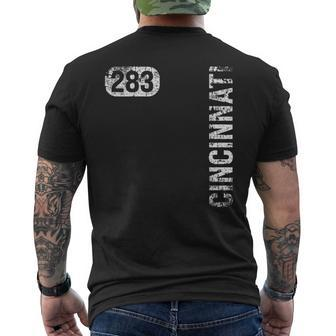 Cincinnati Ohio 283 Area Code Vintage Retro Men's T-shirt Back Print | Mazezy