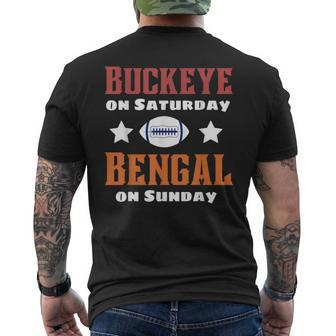 Cincinnati Ohio Funny Buckeye On Saturday Bengal On Sunday Mens Back Print T-shirt | Mazezy
