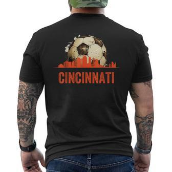 Cincinnati Soccer Queen City Skyline Futbol Fan Men's T-shirt Back Print - Monsterry CA