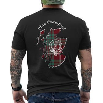 Clan Crawford Surname Last Name Scottish Tartan Crest Map Funny Last Name Designs Funny Gifts Mens Back Print T-shirt | Mazezy