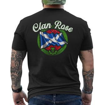 Clan Rose Tartan Scottish Last Name Scotland Flag Funny Last Name Designs Funny Gifts Mens Back Print T-shirt | Mazezy