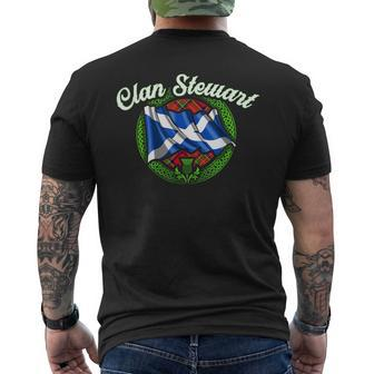 Clan Stewart Tartan Scottish Last Name Scotland Flag Funny Last Name Designs Funny Gifts Mens Back Print T-shirt | Mazezy