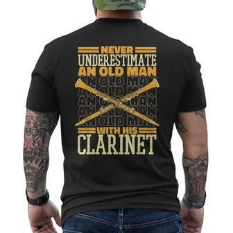 Clarinet Never Underestimate An Old Man With His Clarinet Mens Back Print T-shirt - Seseable