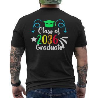 Class Of 2036 Grow With Me First Day Kindergarten Graduation Men's T-shirt Back Print - Seseable
