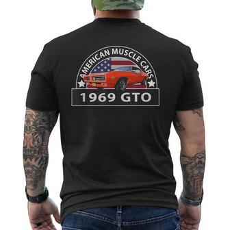Classic Cars 1969 Gto American Muscle Cars Vintage 60S Mens Back Print T-shirt | Mazezy