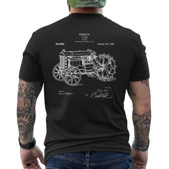 Classic Vintage Patent 1919 Farm Tractor Men's T-shirt Back Print | Mazezy