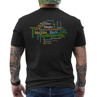 Classical Composers Word Cloud Music Lovers Men's T-shirt Back Print | Mazezy AU
