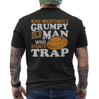 Clay Target Shooting Never Underestimate Grumpy Old Man Trap Mens Back Print T-shirt - Seseable