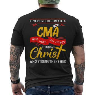 Cma Never Underestimate A Cma Certified Medical Assistant Mens Back Print T-shirt - Seseable