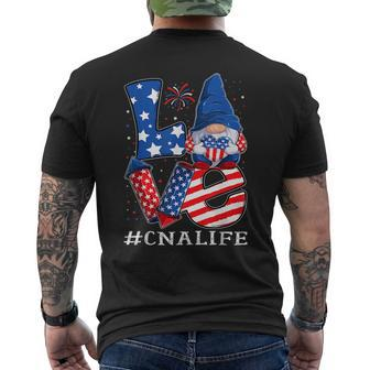 Cna Certified Nursing Assistant Love 4Th Of July Gnome Usa Mens Back Print T-shirt | Mazezy