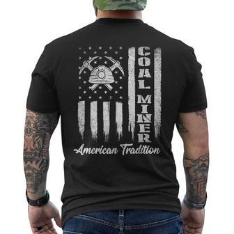 Coal Miner - Usa Flag Patriotic Underground Mining Laborer Mens Back Print T-shirt - Monsterry AU