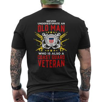 Coast Guard Never Underestimate An Old Man D4 Gun Flag Mens Back Print T-shirt - Seseable