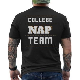 College Nap Team Funny Nap Lazy University Sarcasm Mens Back Print T-shirt | Mazezy