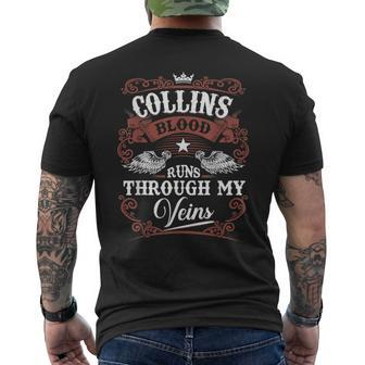 Collins Blood Runs Through My Veins Family Name Vintage Men's T-shirt Back Print - Seseable