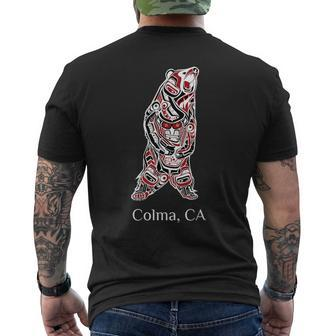 Colma Ca Native American Brown Grizzly Bear Men's T-shirt Back Print | Mazezy