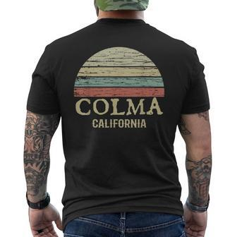 Colma California Native Vintage Sunset Men's T-shirt Back Print | Mazezy