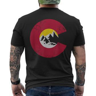 Colorado Flag Mountains Love Home Vintage Faded Men's T-shirt Back Print | Mazezy